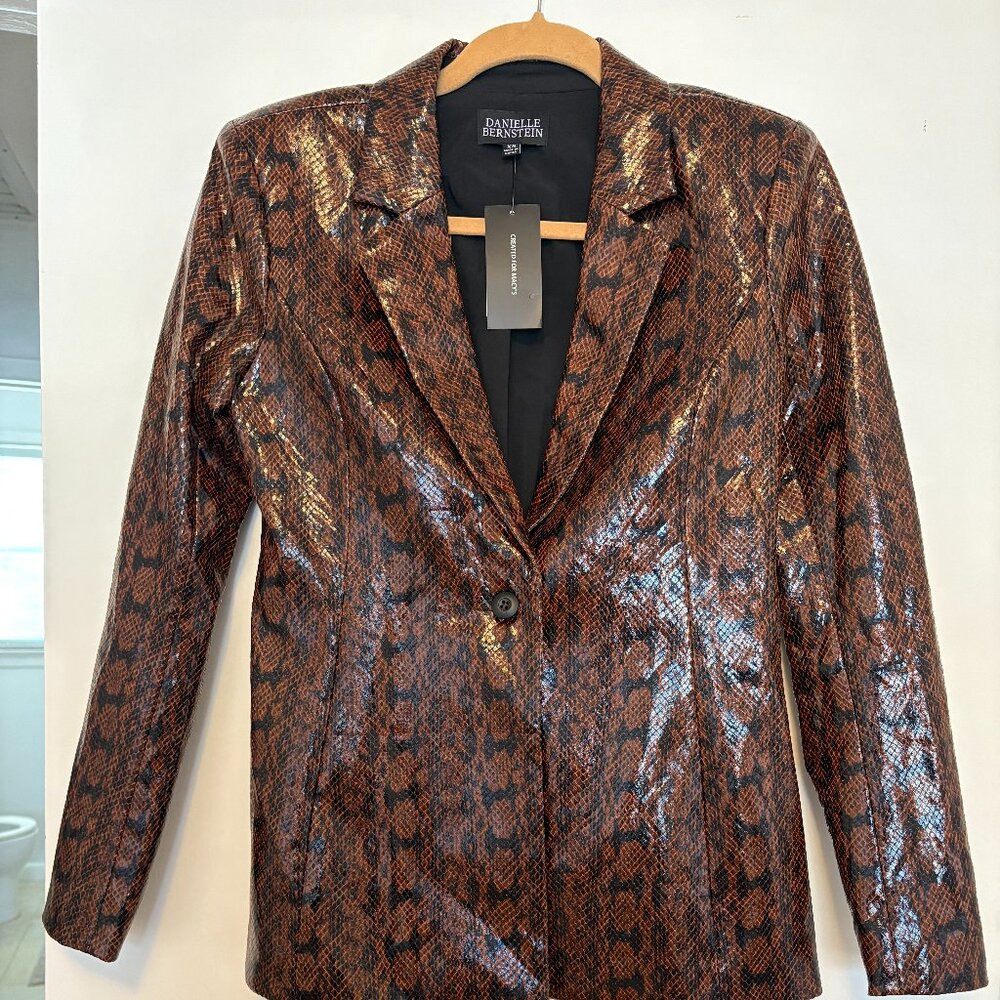 DANIELLE BERNSTEIN Womens Faux-Snakeskin Jacket